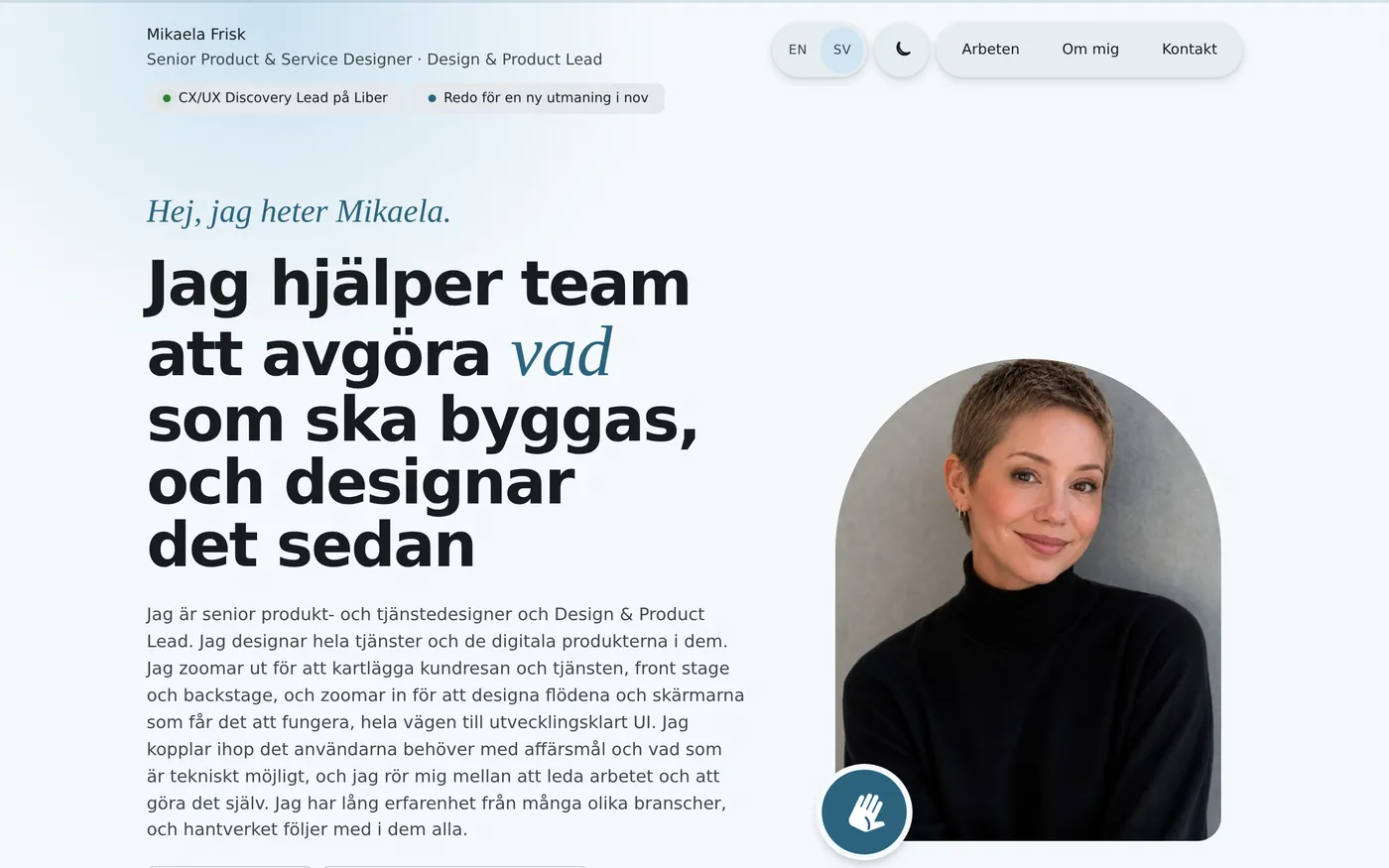The start page in the light theme, in Swedish
