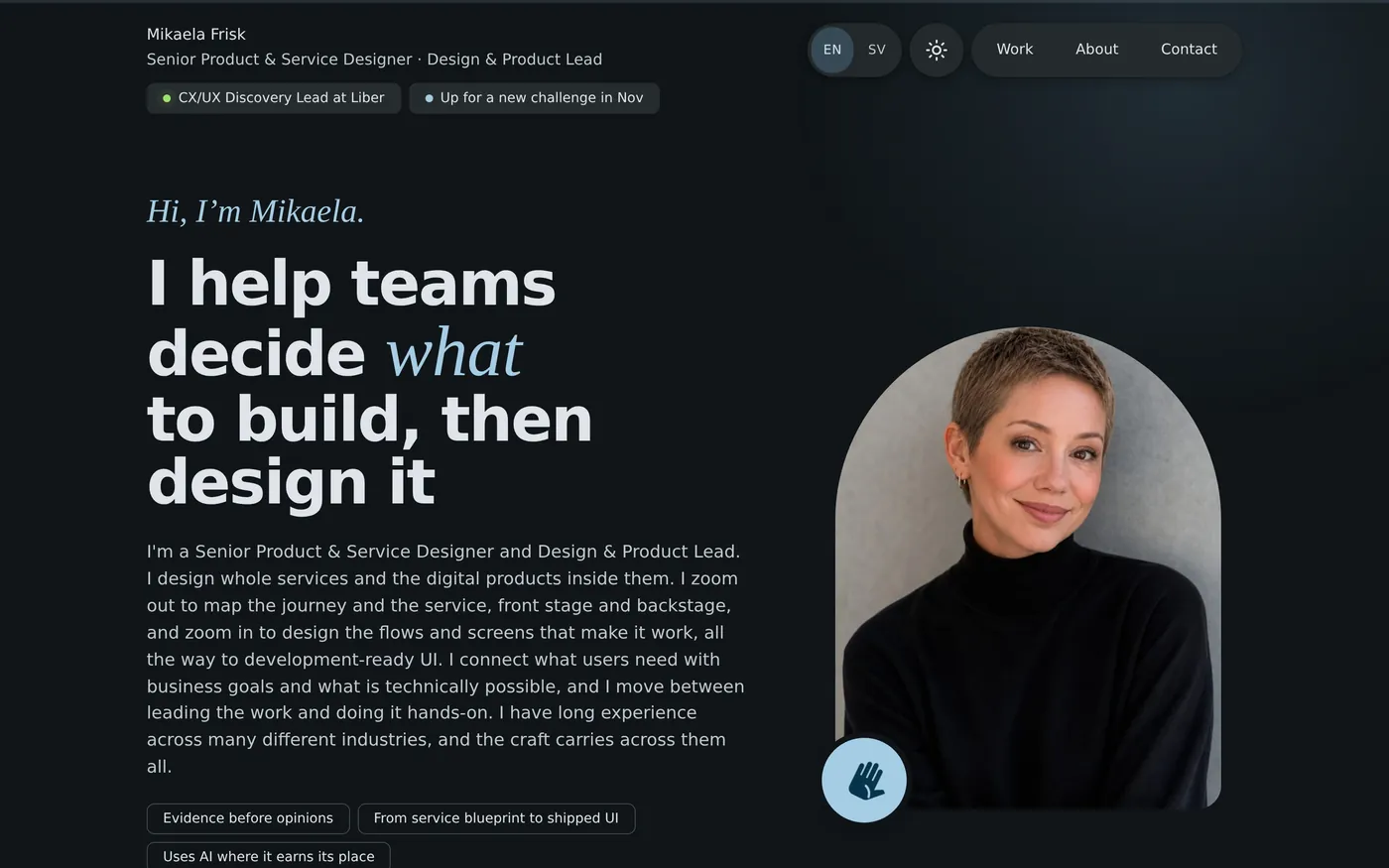 The start page in the dark theme, in English